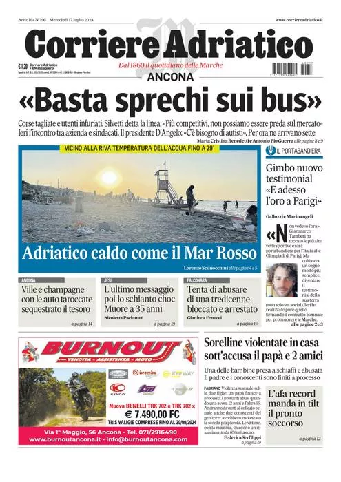 Prima-pagina-corriere adriatico-edizione-di-oggi-17-07-2024